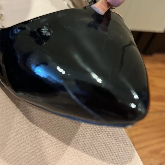 MIU MIU Vintage Womens 38 8 Pink Bow Black Leather Ballet Flats Slip On Shoes - Picture 3 of 6